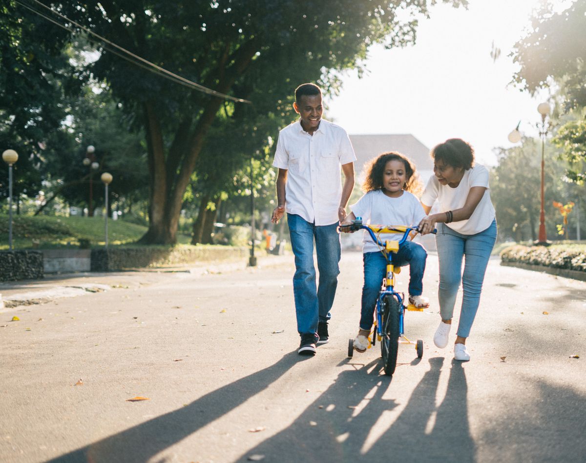 A family enjoying time outdoors